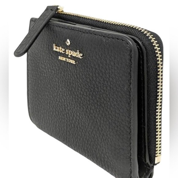 •EUC Kate Spade New York Jackson Small L-Zip Bifold Wallet Black Pebble Leather - Picture 2 of 7